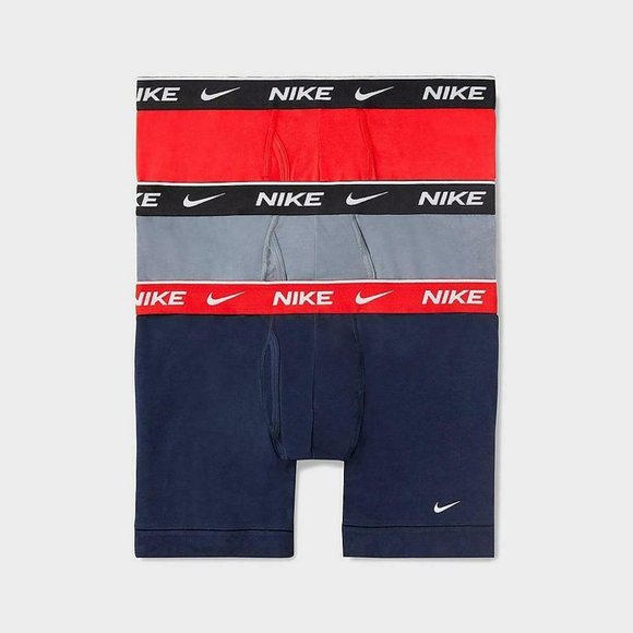 Nike Everyday Boxer Brief Trunks 3 Pack Underwear Navy Red Men's - Picture 1 of 4